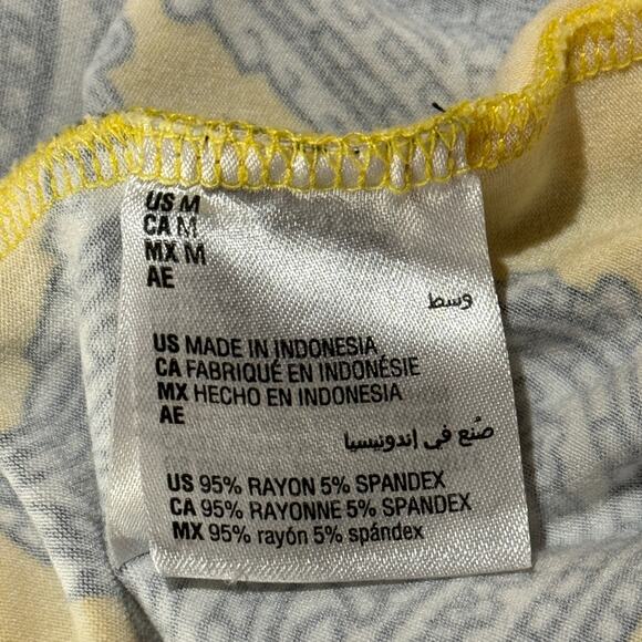 JM Collection Medium Top Paisley Stretch 3/4 Sleeve Round Neck Yellow Multicolor - Picture 6 of 8